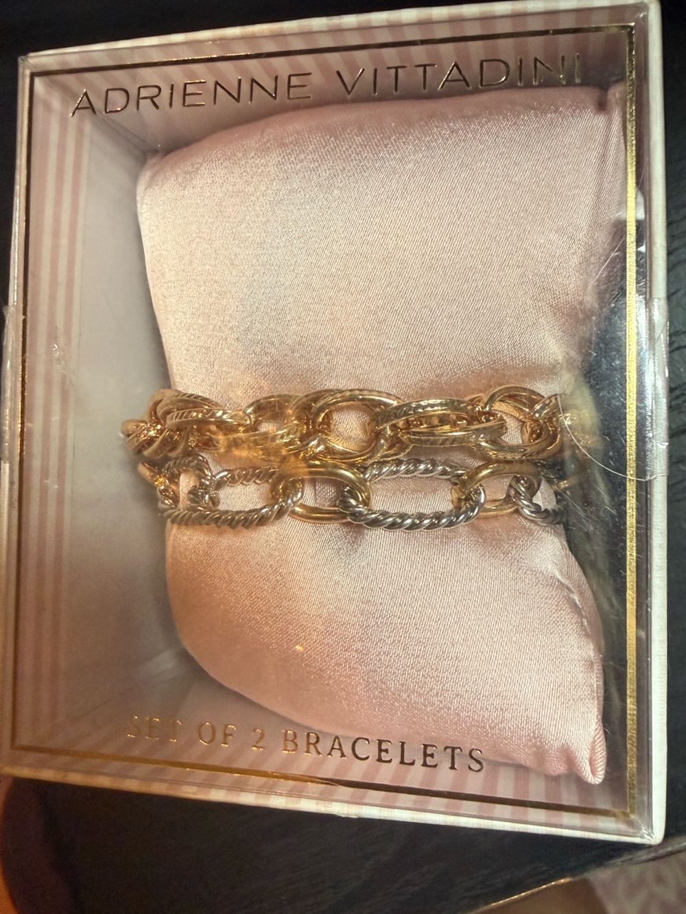 Adrienne Vittadini Set of 2 Two-Tone Gold & Silver Chain Bracelets